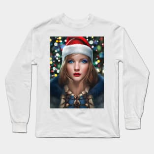 Portrait Of Female Santa Long Sleeve T-Shirt